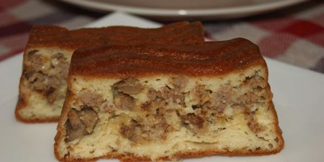 Рецепт заливного кекса с фаршем и грибами