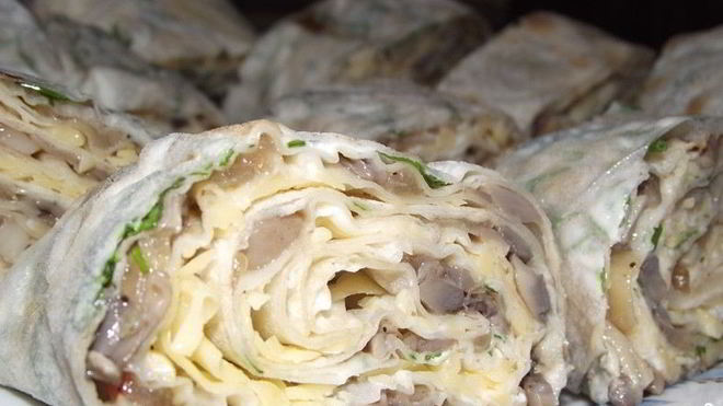 Рецепт лаваша с грибами и сыром