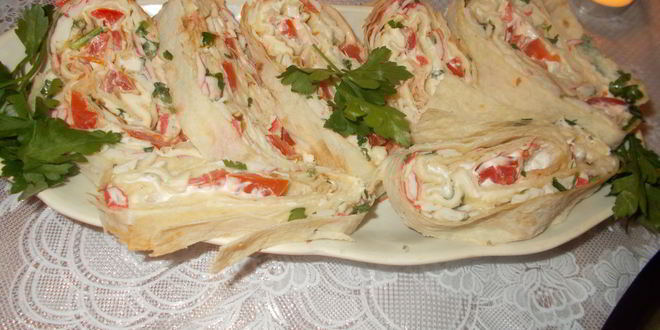 Рецепт Лаваша с крабовыми палочками