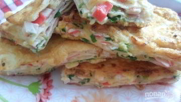 Рецепт Обжаренного лаваша с крабовыми палочками