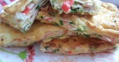 Рецепт Обжаренного лаваша с крабовыми палочками