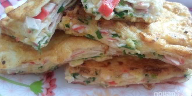Рецепт Обжаренного лаваша с крабовыми палочками