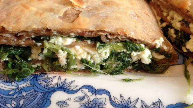 Рецепт шпината в лаваше