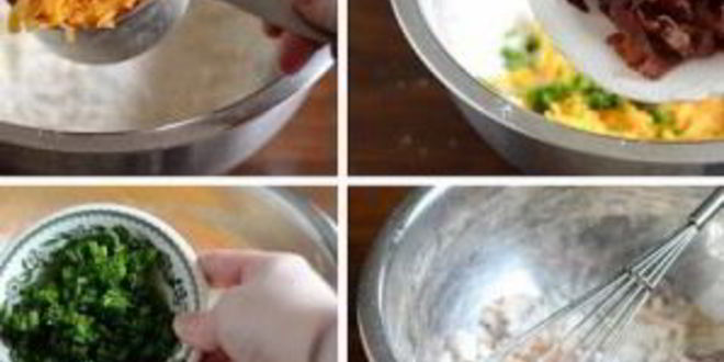 Рецепт лепешек с беконом, луком и сыром