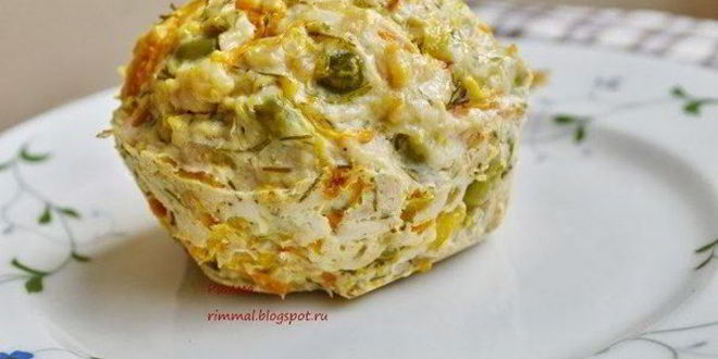 Рецепт Сочных куриных маффинов с зеленью