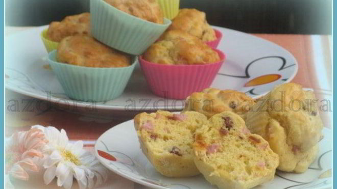Рецепт закусочных маффинов с ветчиной