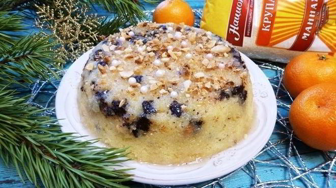 Рецепт манника с шоколадом и миндалем