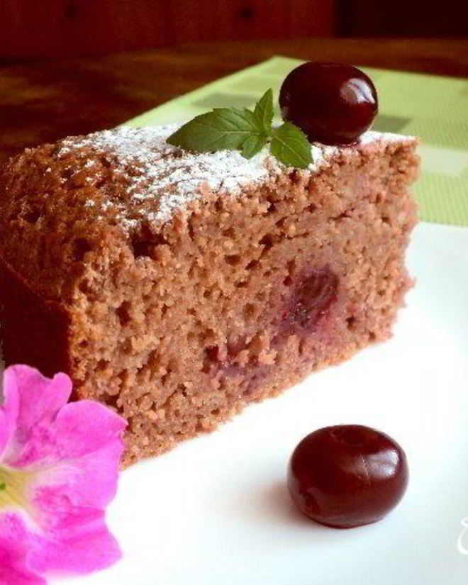 Рецепт шоколадного манника с вишней