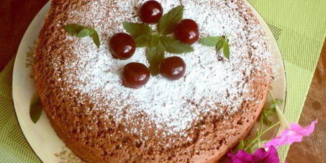 Рецепт шоколадного манника с вишней