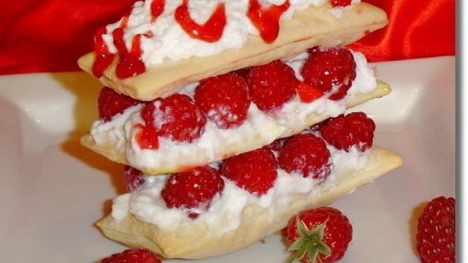 Рецепт мильфея — слоек с малиной