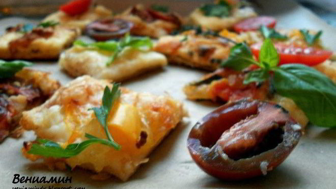 Рецепт мини-выпечки с овощами и маринованным сыром