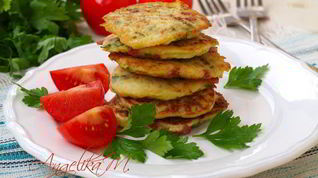 Рецепт Кабачковых оладий с колбасой