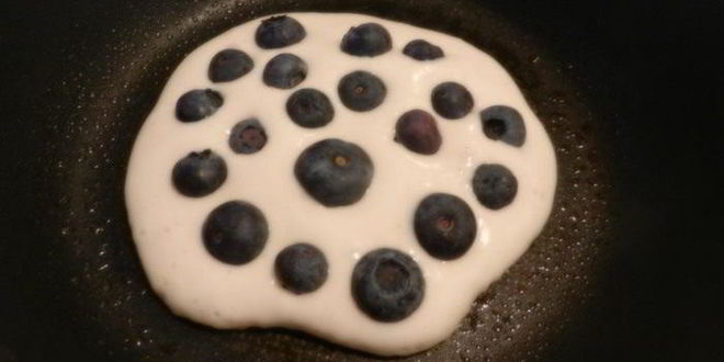 Рецепт оладий с черникой завтрак за 5 минут