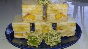 Рецепт Фруктово-сметанного желе с печеньем