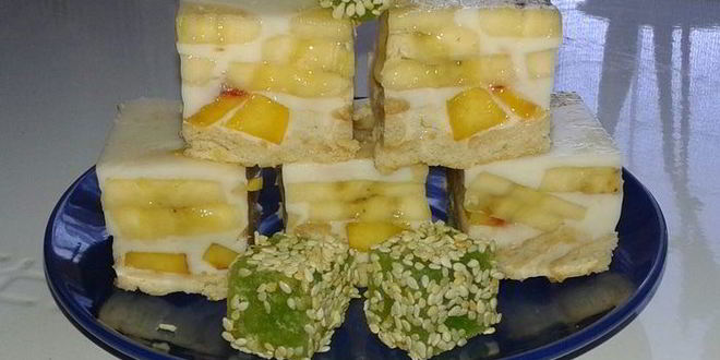 Рецепт Фруктово-сметанного желе с печеньем