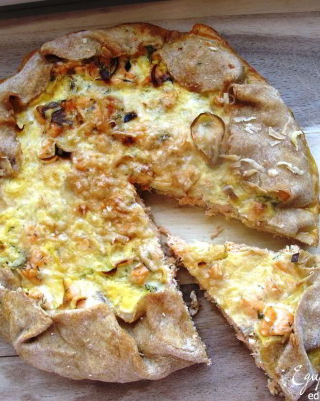 Рецепт диетического киша с лососем из спельты