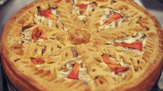 Рецепт Открытого рыбного пирога с грибами