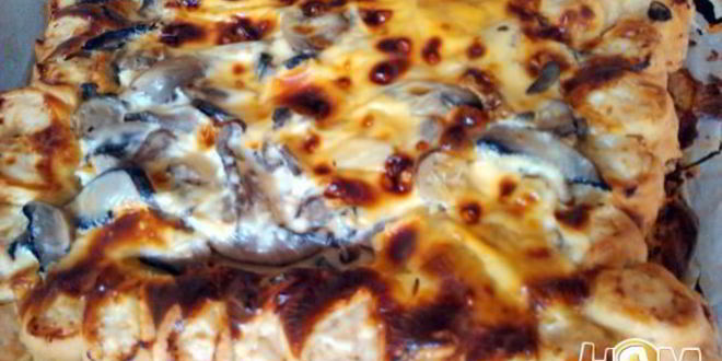 Рецепт Пирога розочки с фаршем и грибами