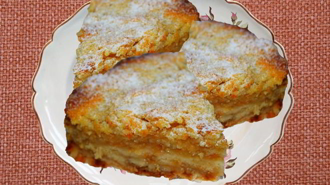 Рецепт тертого пирога с вареньем из яблок