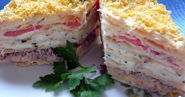 Рецепт Закусочного пирога с консервой