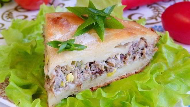 Рецепт заливного пирога с рыбой и яйцами