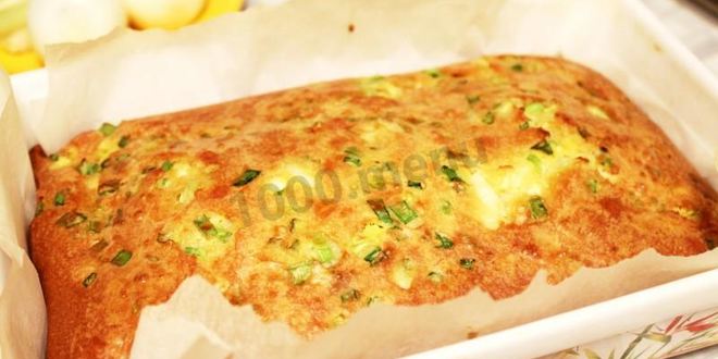 Рецепт Заливного пирога с яйцом и зеленым луком на кефире