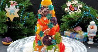 Рецепт Елочки из пирожных Шу с пломбирным кремом