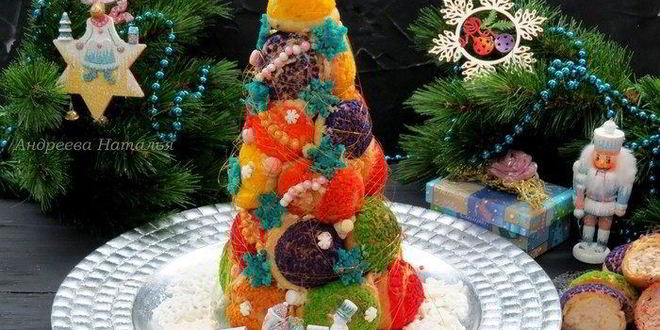 Рецепт елочки из пирожных шу с пломбирным кремом