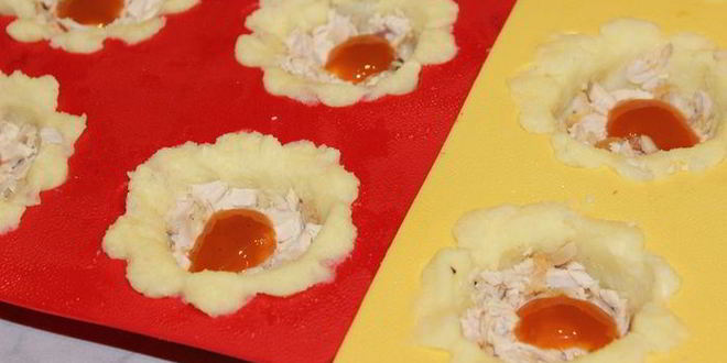 Рецепт картофельно-сырного пирожное с курицей