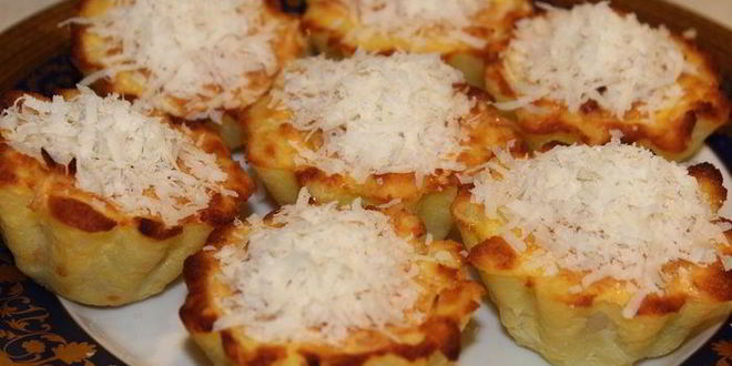 Рецепт картофельно-сырного пирожное с курицей