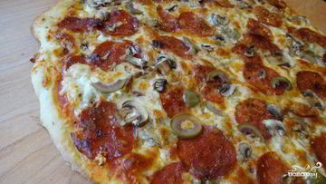 Рецепт Пиццы с колбасой и грибами