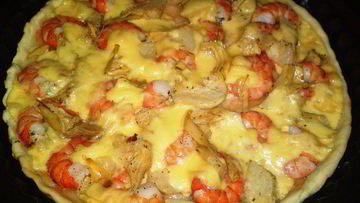 Рецепт Пиццы с креветками и артишоками