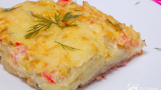 Рецепт свинины с картофелем под сырной шубой