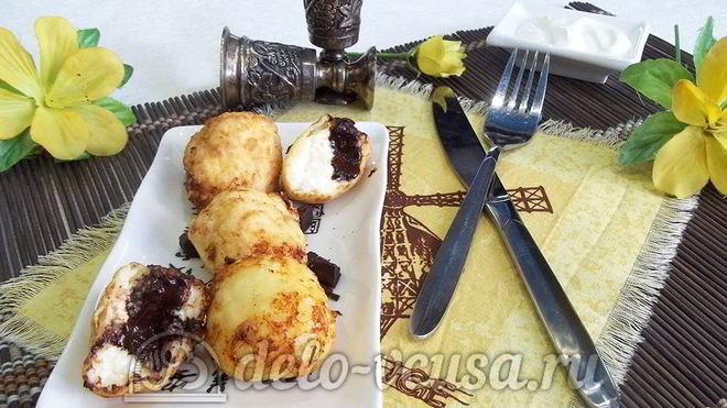 Рецепт творожных пончиков с шоколадом