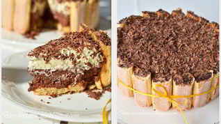 Рецепт Шарлотки с шоколадно-малиновым муссом и воздушным ванильным кремом