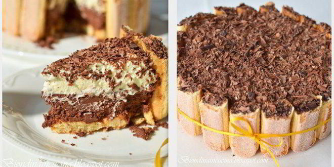 Рецепт Шарлотки с шоколадно-малиновым муссом и воздушным ванильным кремом