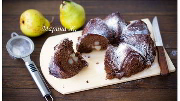 Рецепт Шоколадной шарлотки с грушей и корицей