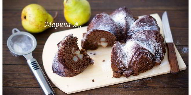 Рецепт Шоколадной шарлотки с грушей и корицей