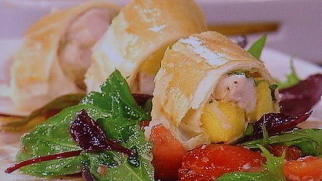 Рецепт штруделя с курино-манговой начинкой