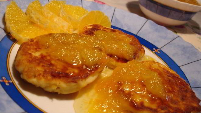 Рецепт апельсиновых сырников с апельсиновым вареньем