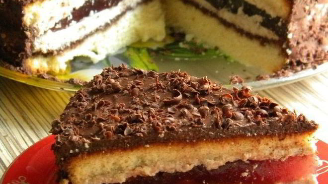 Рецепт бисквитного торта с апельсиново-вишневым желе