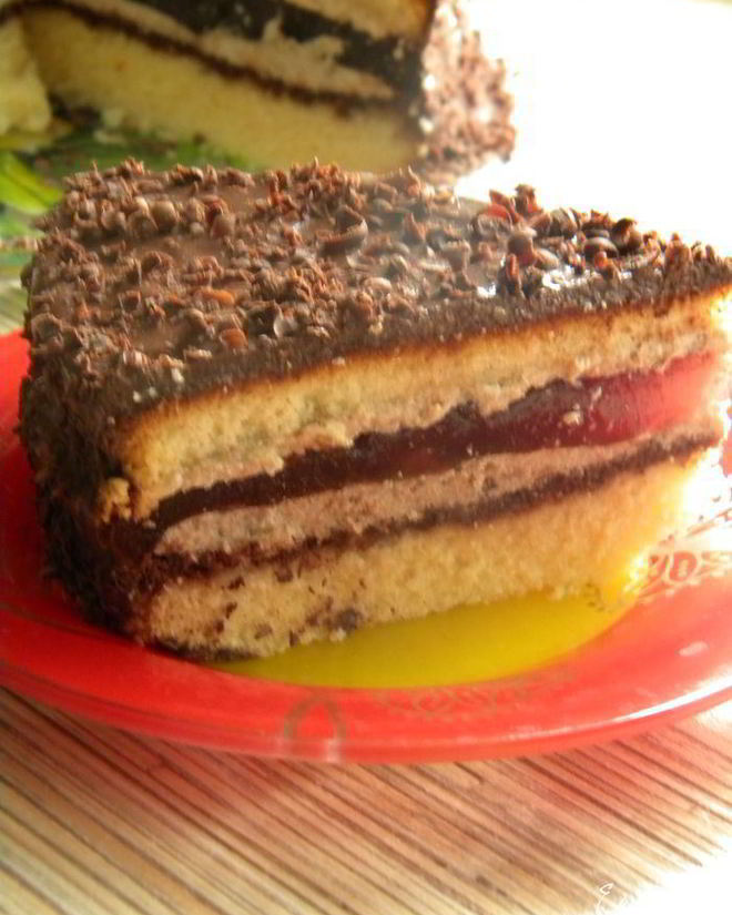 Рецепт бисквитного торта с апельсиново-вишневым желе