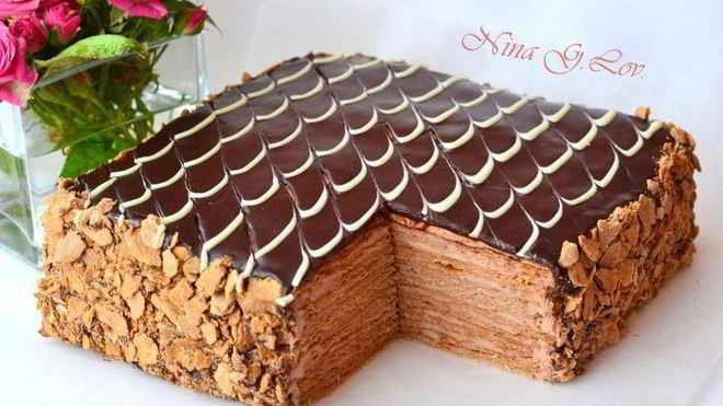 Рецепт торта наполеон шоколадно-сливочный
