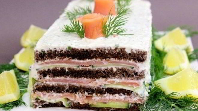 Рецепт торта с копченым лососем