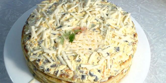 Рецепт закусочного торта из цукини