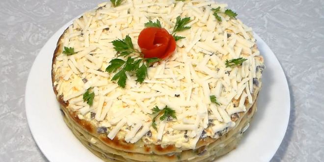 Рецепт закусочного торта из цукини