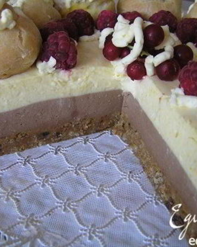 Рецепт шоколадна-апельсинового торт с профитролями