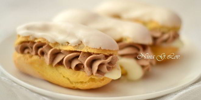 Рецепт эклеров со сливочно-шоколадным кремом