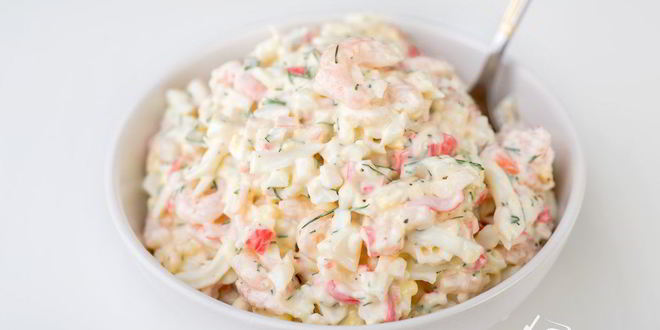 Рецепт закусочных профитролей с салатом из креветок и крабовых палочек