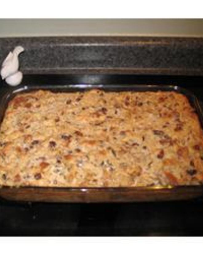 Рецепт сладкой хлебной запеканки с изюмом